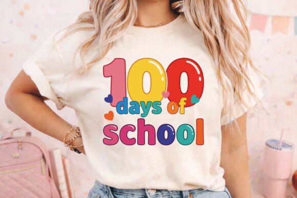 100 Days of School Graphics for T-Shirt Designs