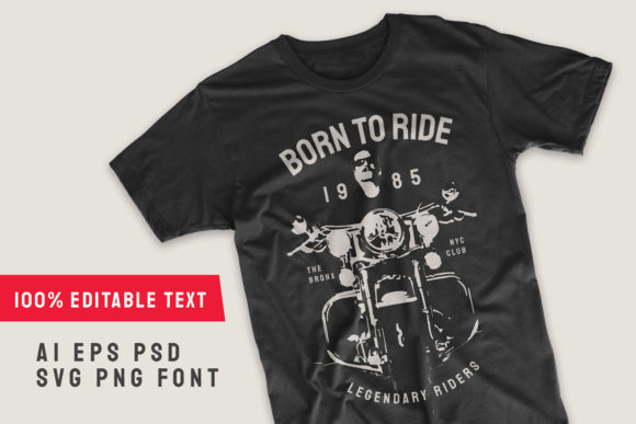 A Motorcycle T-shirt Design for Merchandise Graphics