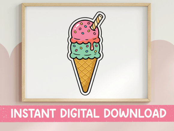 Double Scoop Ice Cream Cone Sticker for Brand Graphics & T-Shirt Designs