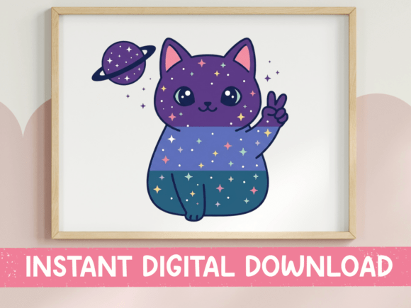 Galaxy Cat Space SVG Graphics for T-Shirt Designs